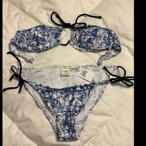 Abercrombie and Fitch blue bikini set size L womens swimsuit